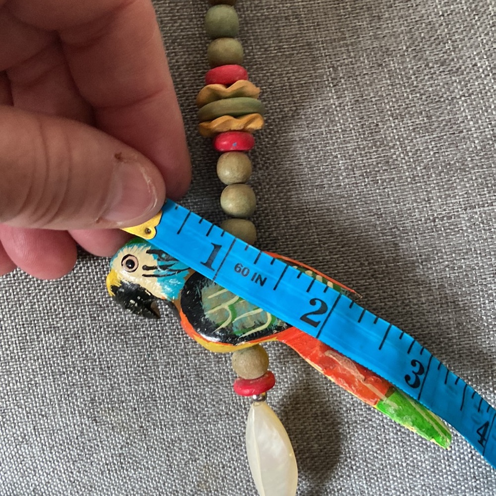 Vintage MonsterA Wood Parrots & Beads Long Colorful Necklace - Picture 6 of 6
